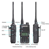 Retevis RT85 Walkie Talkie Dualband s přenosným reproduktorem a mikrofonem, radiostanice s velkým dosahem a LED indikátorem, 200